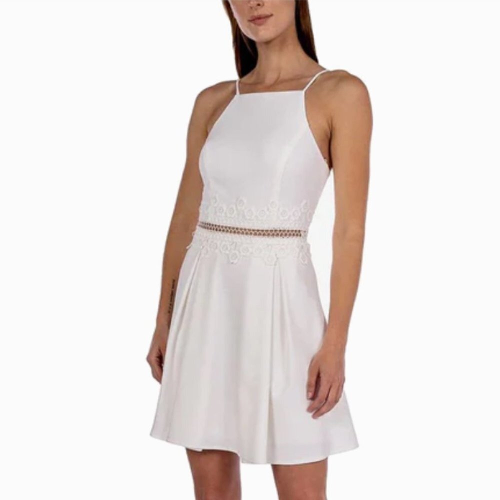 NWTโ B Darlin White Cut Out Lace Skater A-Line Dress Halter Fit & Flare Dress